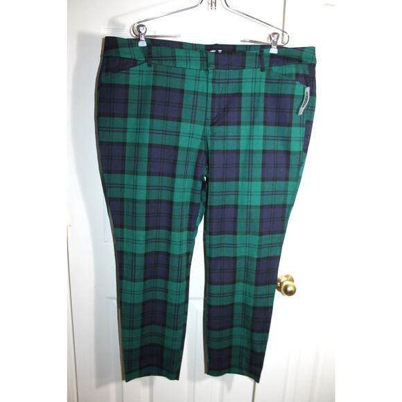 Old Navy Women's Green & Blue Plaid Pixie Ankle Pants sz 20 NWT - Picture 1 of 3